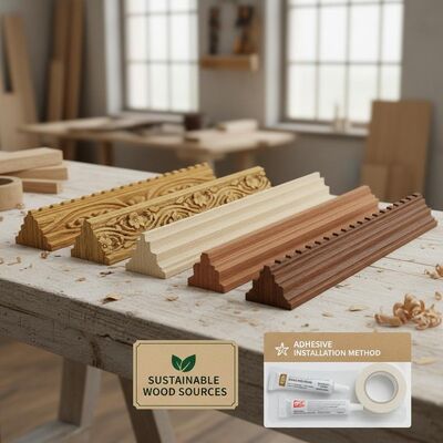 Adhesive Installation Method Decorative Wooden Mouldings Oak Pine Maple Cherry Walnut Made From Sustainable Wood Sources