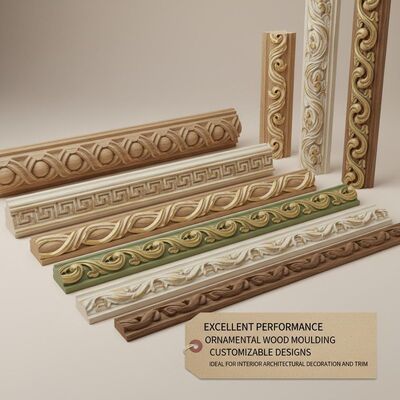 Excellent Performance Ornamental Wood Moulding Customizable Designs Ideal for Interior Architectural Decoration and Trim