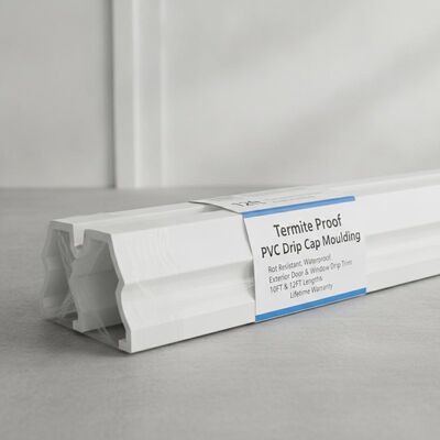 Termite Proof PVC Drip Cap Moulding Rot Resistant Waterproof Exterior Door Window Drip Trim 10ft 12ft Lifetime Warranty