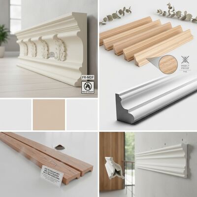 Pre-finished Ceiling Cornice Moulding Factory Finished Wood Effect Luxury Ceiling Decoration
