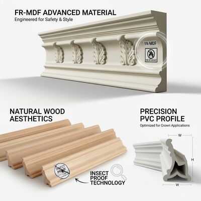 Pre-finished Ceiling Cornice Moulding Factory Finished Wood Effect Luxury Ceiling Decoration