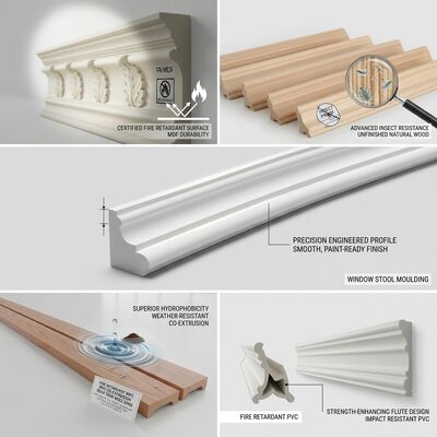 Durable Chair Rail Wood Moulding Scratch Resistant Wall Protection Trim Dining Room Hallway
