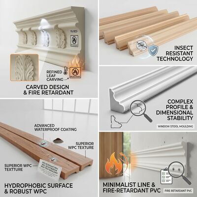Elegant Window Casing Moulding Water-based Primed Wood Trim Window Frame Decoration Protection