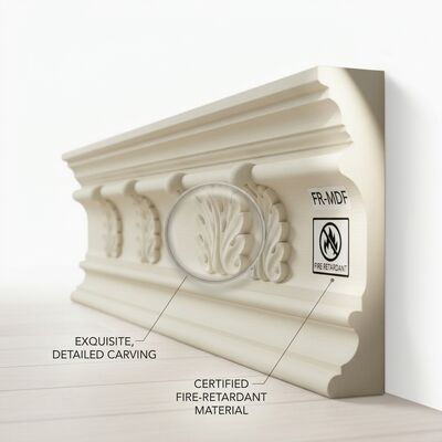 Primed MDF Crown Moulding Pre-coated White Finish Custom Profile Ceiling Corner Trim