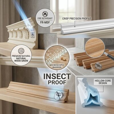 Ornamental Wood Moulding Primed Pine 2.7m Carved Decorative Panel Trim for Furniture