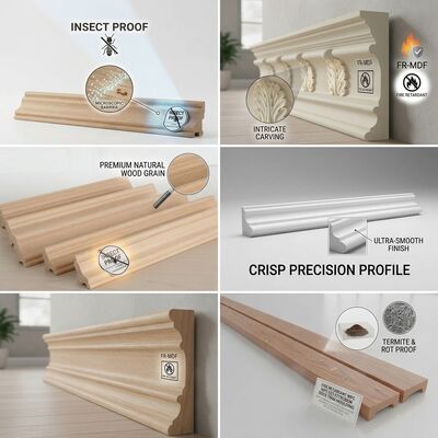 Ornamental Wood Moulding Primed Pine 2.7m Carved Decorative Panel Trim for Furniture