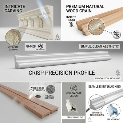 Moisture Resistant Wood Moulding Damp Proof 4.88m Primed Baseboard Trim Interior Use