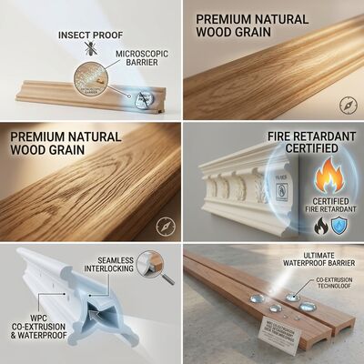 Moisture Resistant Wood Trim Sealed Finish Engineered for Bathroom Kitchen Interior Decoration